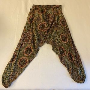 Buddha pants mandala savannah cotton harem pants green neutral medium